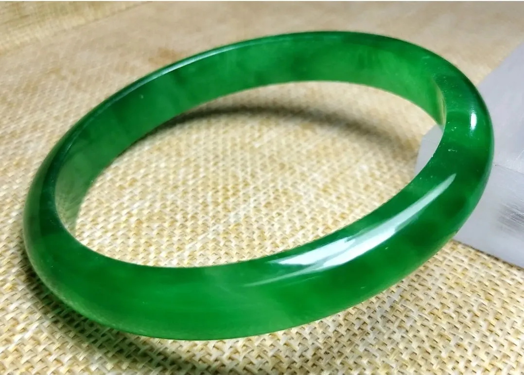 10% OF- 57/58/59mm Certified Natural 3 Color Jadeite Emerald A*Jade HandCarved Lucky Bracelet Bangle GX641