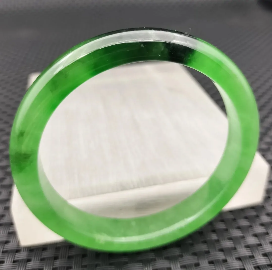 10% OF- 57/58/59mm Certified Natural 3 Color Jadeite Emerald A*Jade HandCarved Lucky Bracelet Bangle GX641