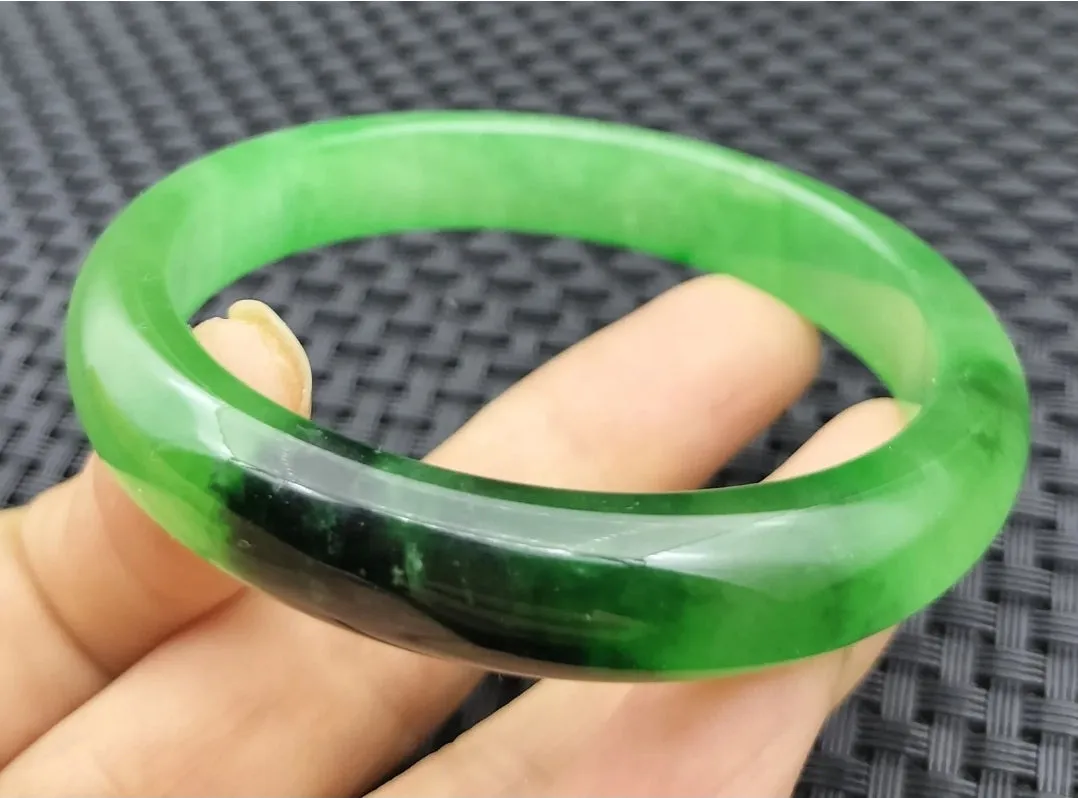 10% OF- 57/58/59mm Certified Natural 3 Color Jadeite Emerald A*Jade HandCarved Lucky Bracelet Bangle GX641