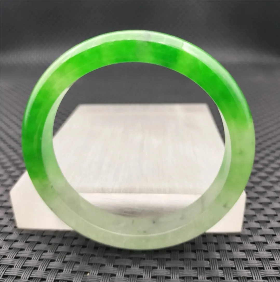 10% OF- 57/58/59mm Certified Natural 3 Color Jadeite Emerald A*Jade HandCarved Lucky Bracelet Bangle GX641