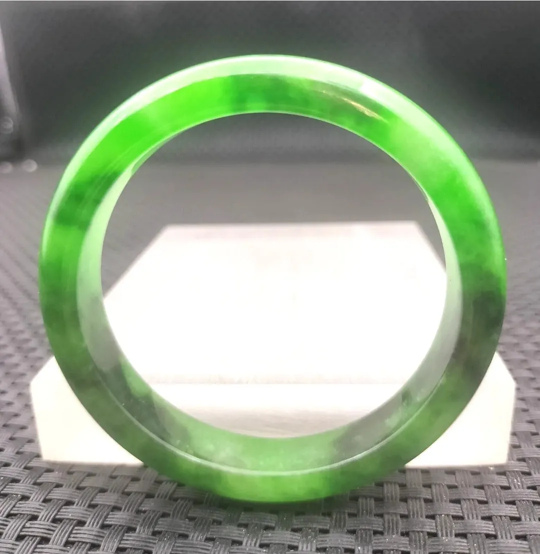 10% OF- 57/58/59mm Certified Natural 3 Color Jadeite Emerald A*Jade HandCarved Lucky Bracelet Bangle GX641