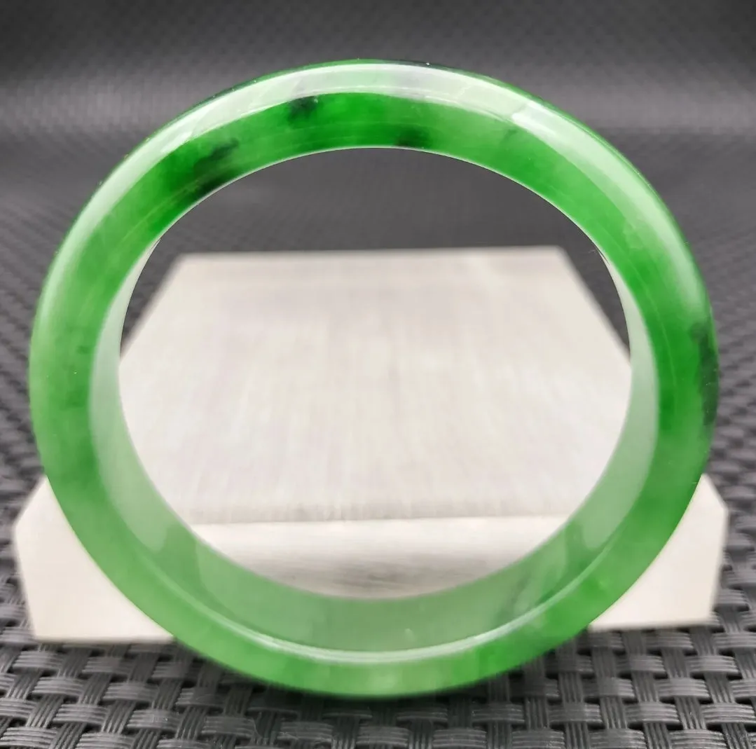 10% OF- 57/58/59mm Certified Natural 3 Color Jadeite Emerald A*Jade HandCarved Lucky Bracelet Bangle GX641