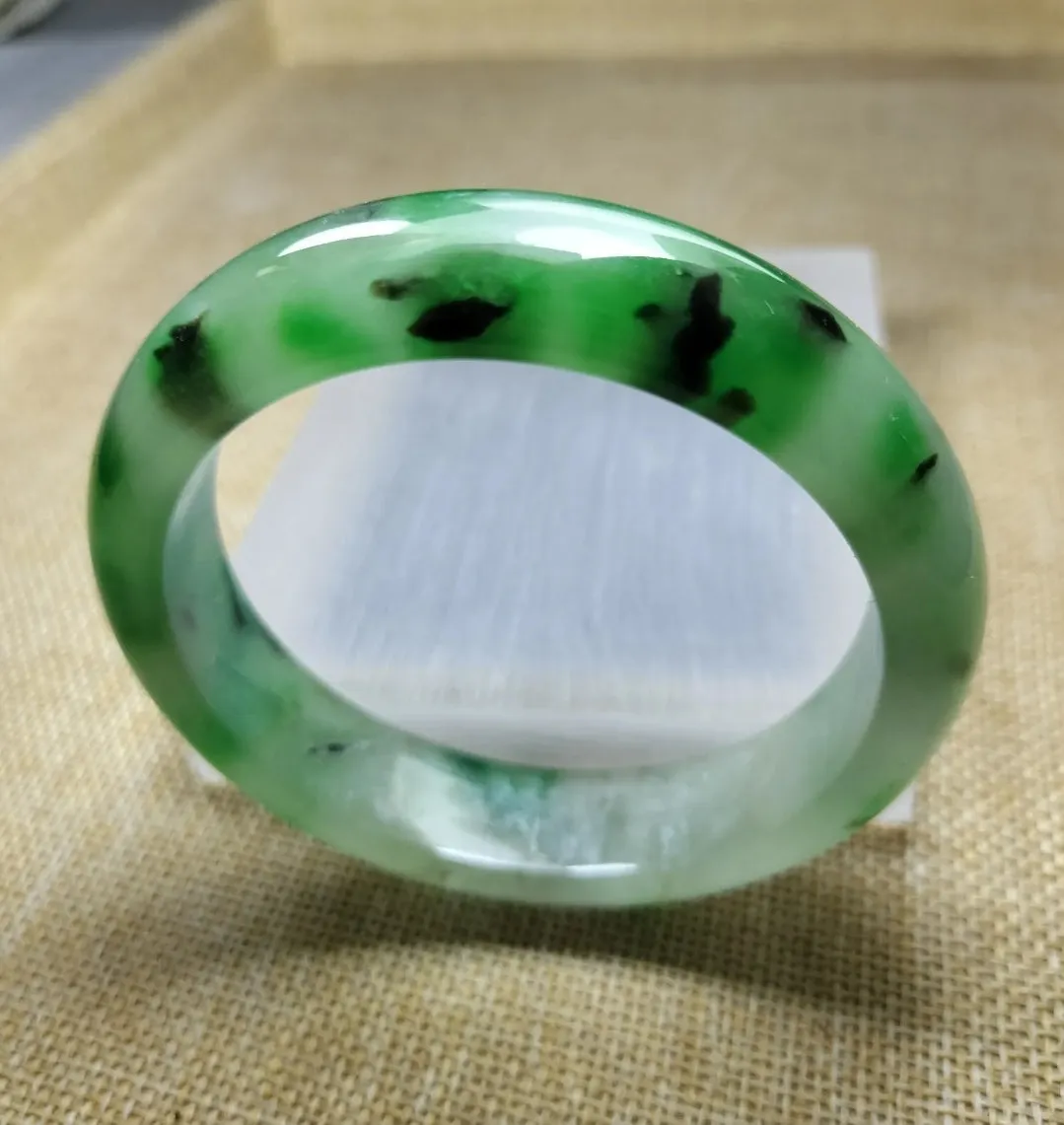 10% OF- 57/58/59mm Certified Natural 3 Color Jadeite Emerald A*Jade HandCarved Lucky Bracelet Bangle GX641
