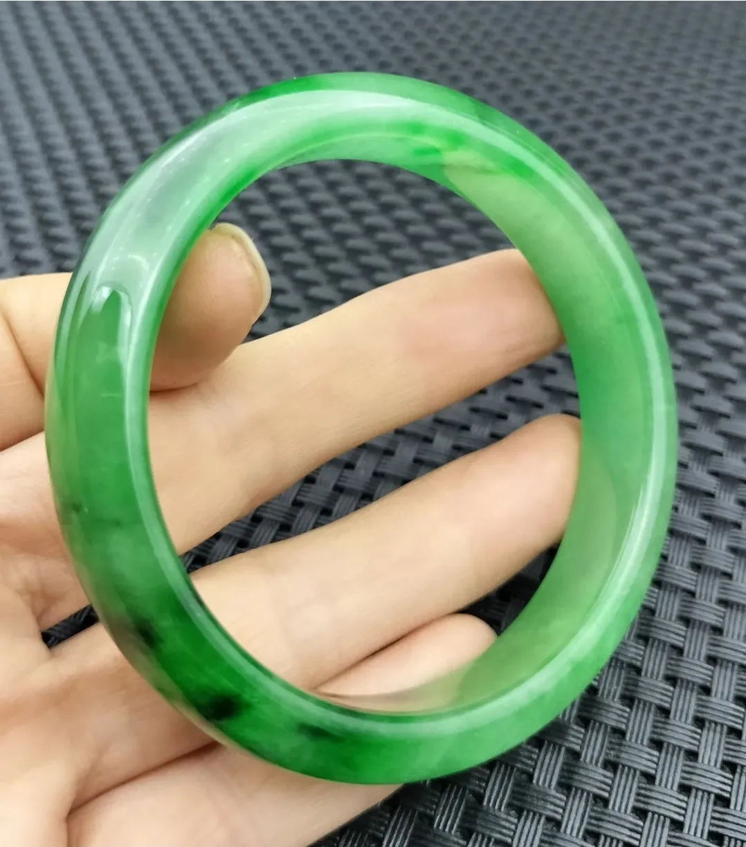 10% OF- 57/58/59mm Certified Natural 3 Color Jadeite Emerald A*Jade HandCarved Lucky Bracelet Bangle GX641
