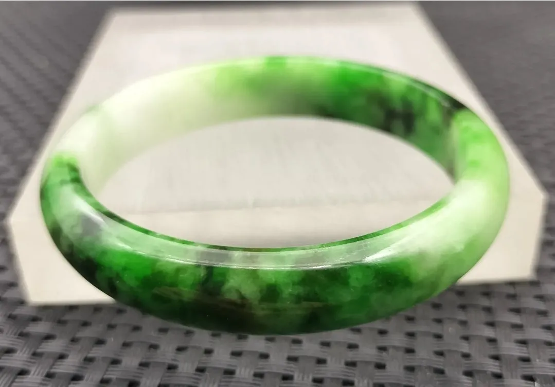 10% OF- 57/58/59mm Certified Natural 3 Color Jadeite Emerald A*Jade HandCarved Lucky Bracelet Bangle GX641