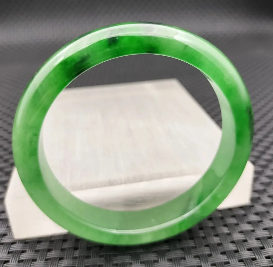 10% OF- 57/58/59mm Certified Natural 3 Color Jadeite Emerald A*Jade HandCarved Lucky Bracelet Bangle GX641