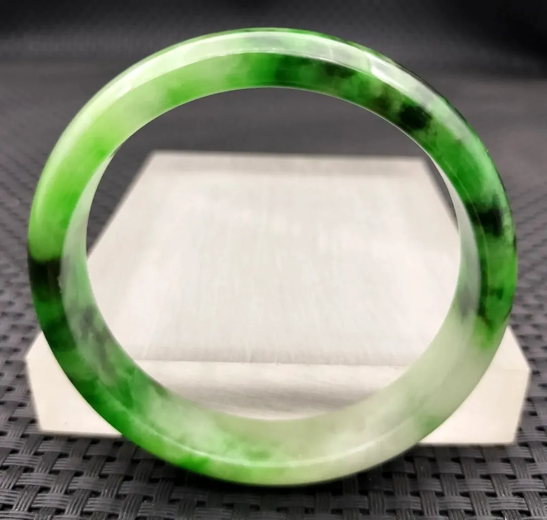 10% OF- 57/58/59mm Certified Natural 3 Color Jadeite Emerald A*Jade HandCarved Lucky Bracelet Bangle GX641
