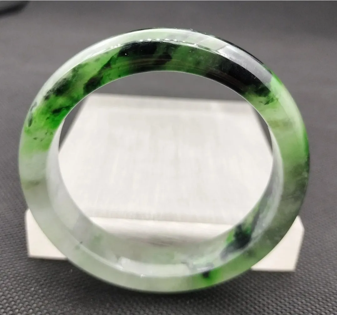 10% OF- 57/58/59mm Certified Natural 3 Color Jadeite Emerald A*Jade HandCarved Lucky Bracelet Bangle GX641