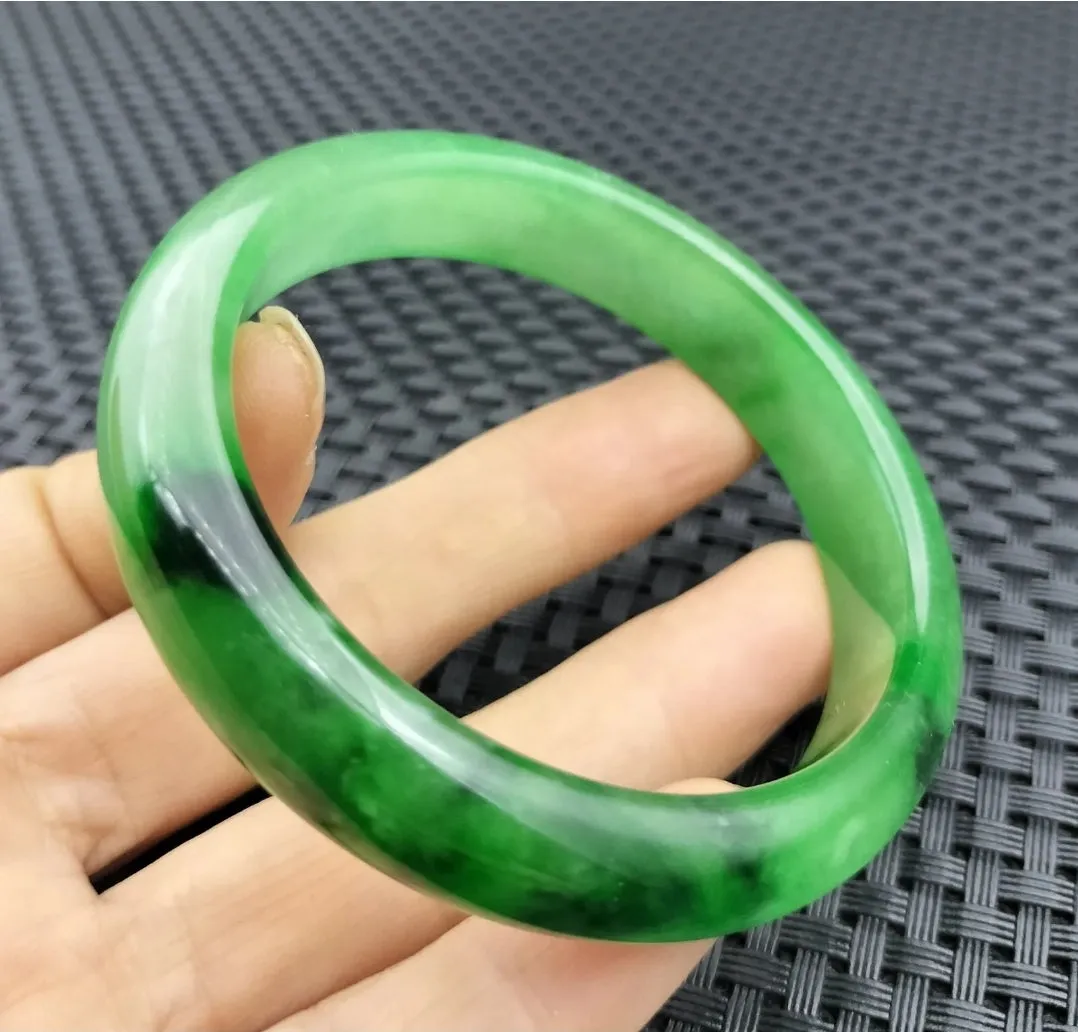 10% OF- 57/58/59mm Certified Natural 3 Color Jadeite Emerald A*Jade HandCarved Lucky Bracelet Bangle GX641