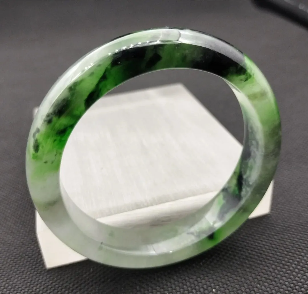 10% OF- 57/58/59mm Certified Natural 3 Color Jadeite Emerald A*Jade HandCarved Lucky Bracelet Bangle GX641