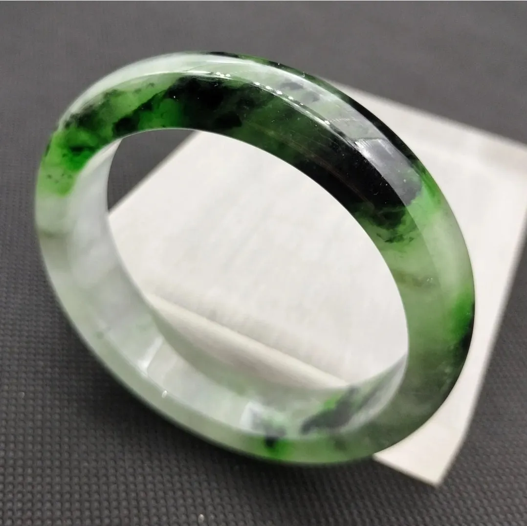 10% OF- 57/58/59mm Certified Natural 3 Color Jadeite Emerald A*Jade HandCarved Lucky Bracelet Bangle GX641
