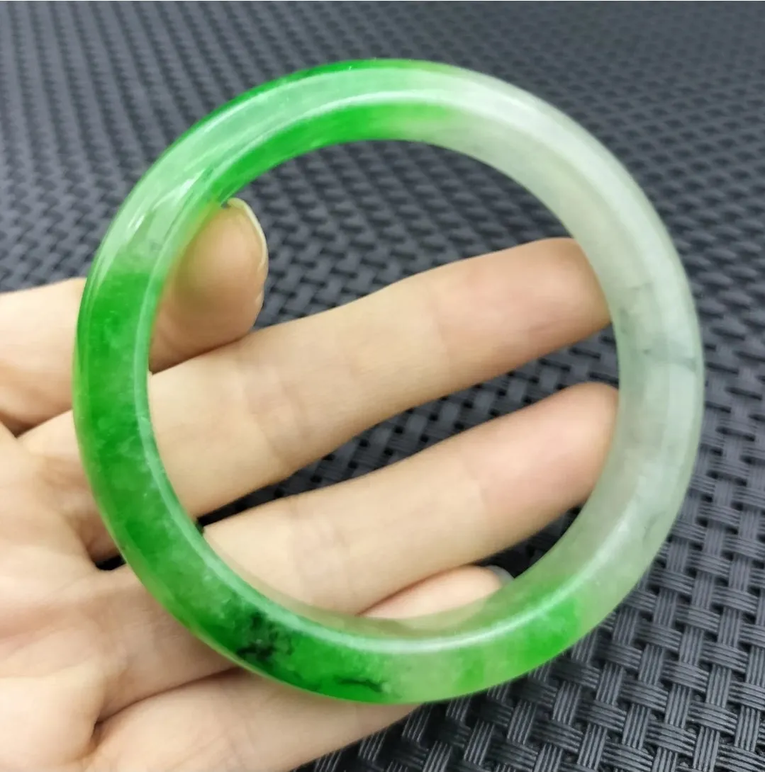 10% OF- 57/58/59mm Certified Natural 3 Color Jadeite Emerald A*Jade HandCarved Lucky Bracelet Bangle GX641