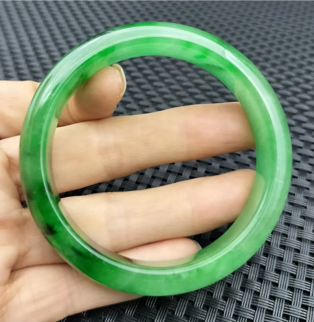 10% OF- 57/58/59mm Certified Natural 3 Color Jadeite Emerald A*Jade HandCarved Lucky Bracelet Bangle GX641