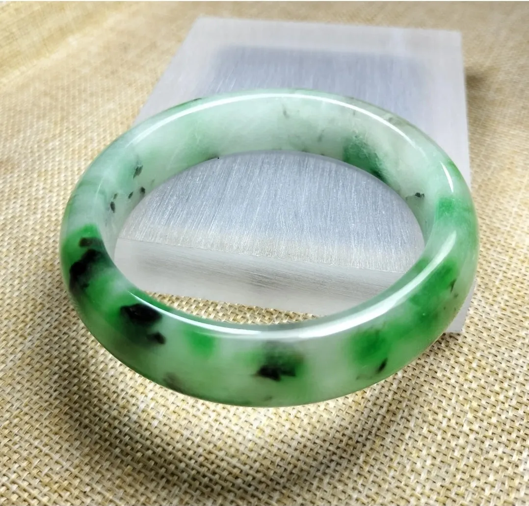 10% OF- 57/58/59mm Certified Natural 3 Color Jadeite Emerald A*Jade HandCarved Lucky Bracelet Bangle GX641