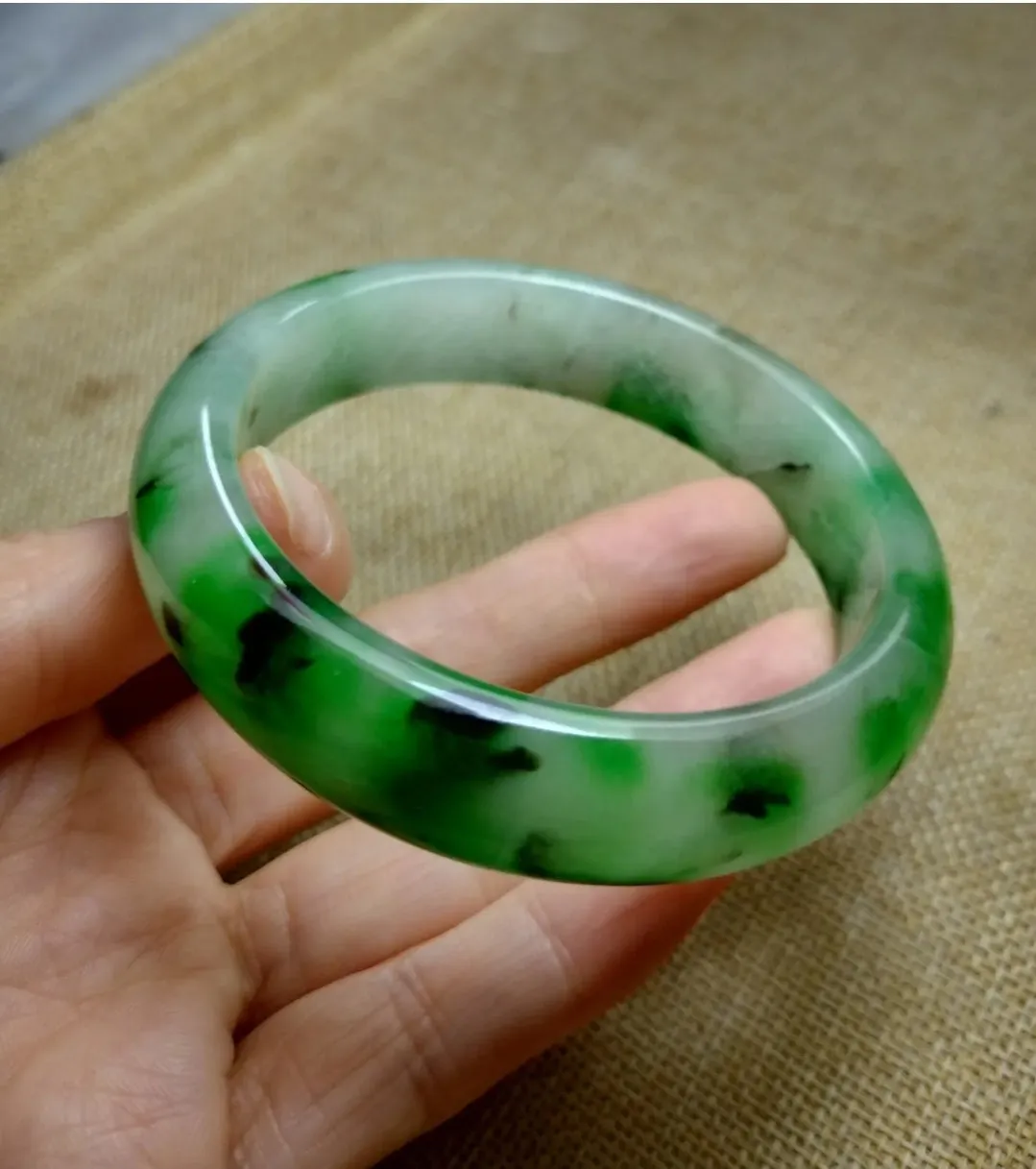 10% OF- 57/58/59mm Certified Natural 3 Color Jadeite Emerald A*Jade HandCarved Lucky Bracelet Bangle GX641