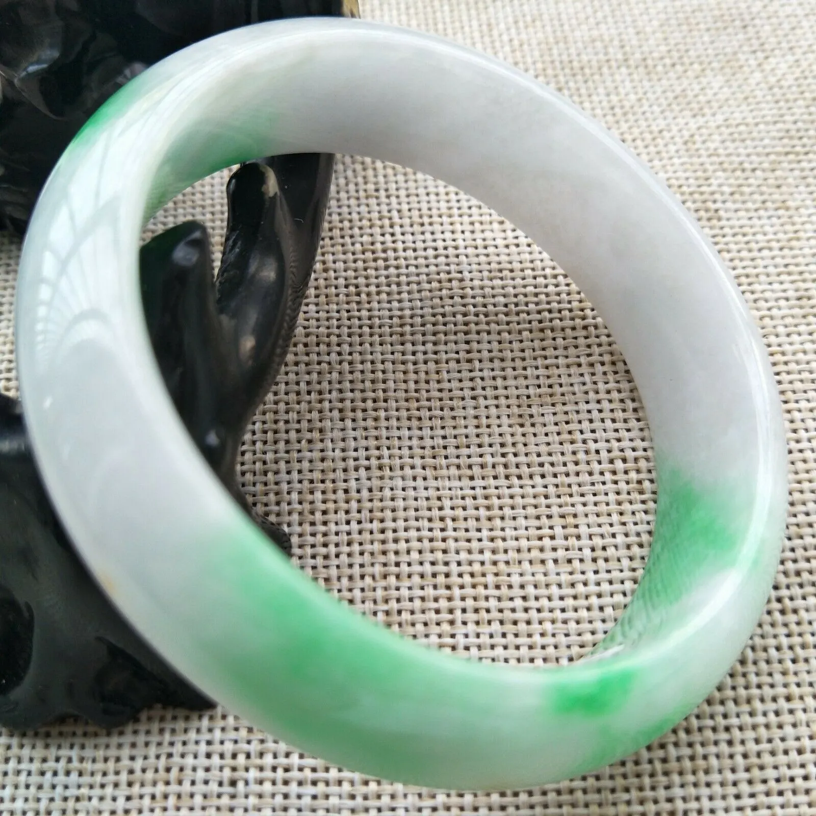 10% OFF- 57/58/59mm Certified Natural Jadeite Emerald A*Jade HandCarved Lucky Bracelet Bangle Z328