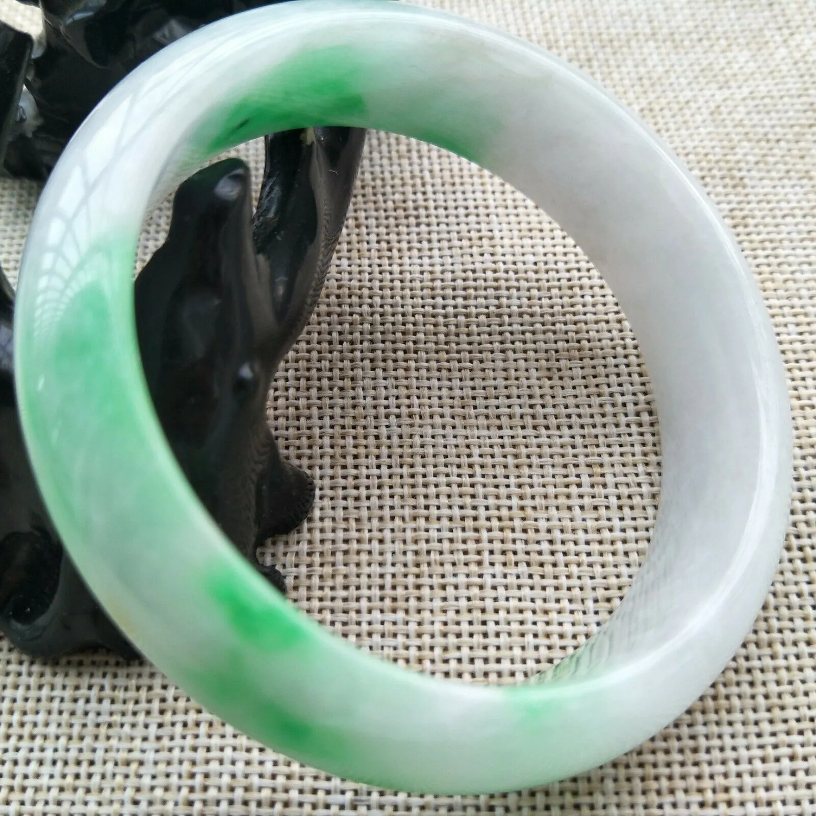 10% OFF- 57/58/59mm Certified Natural Jadeite Emerald A*Jade HandCarved Lucky Bracelet Bangle Z328