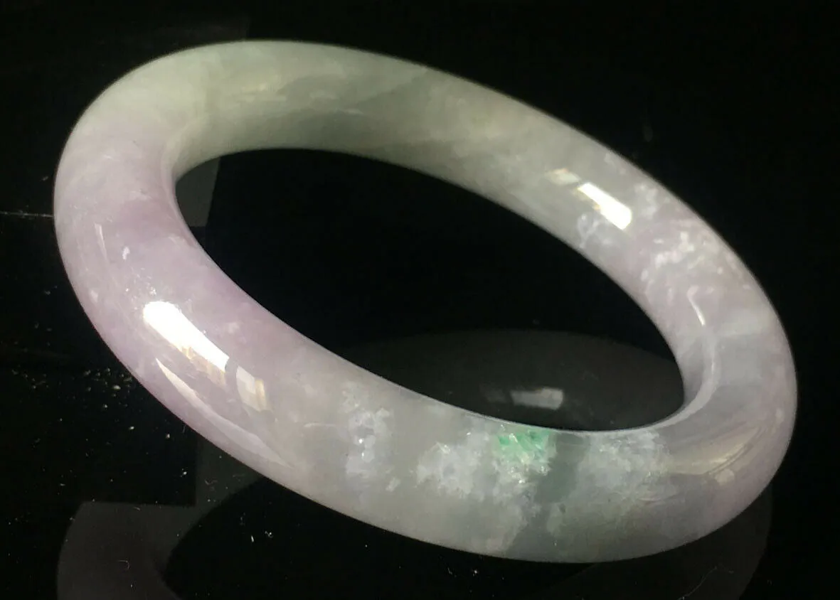 10% OFF- 58/59/60mm Certified Natural Lavender Jadeite Emerald A*Jade HandCarved Lucky Round Bracelet Bangle GX831