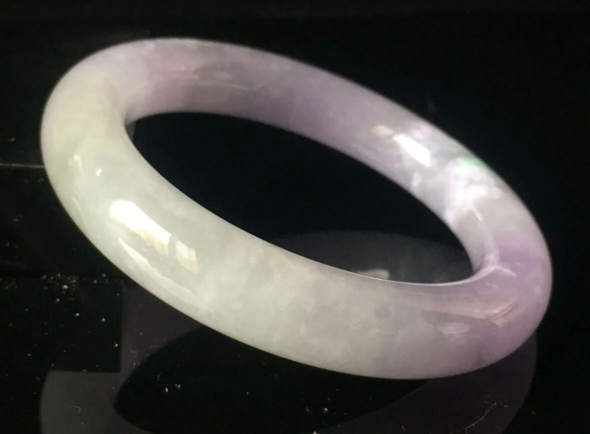 10% OFF- 58/59/60mm Certified Natural Lavender Jadeite Emerald A*Jade HandCarved Lucky Round Bracelet Bangle GX831