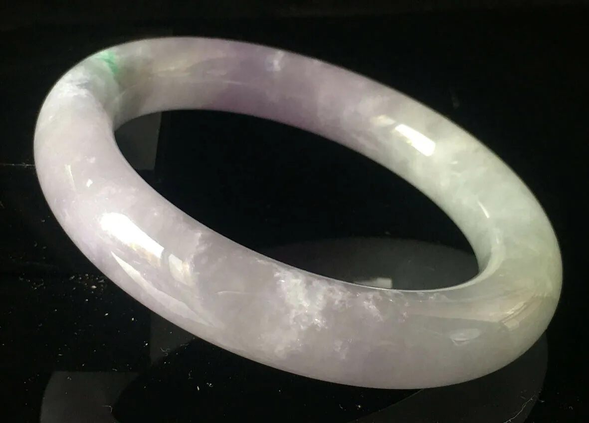 10% OFF- 58/59/60mm Certified Natural Lavender Jadeite Emerald A*Jade HandCarved Lucky Round Bracelet Bangle GX831