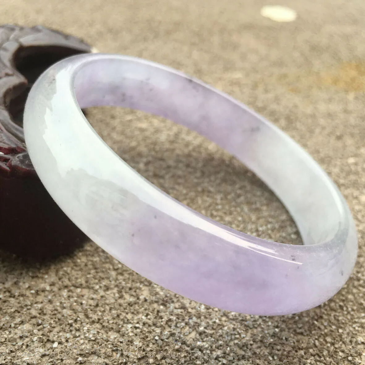 10% OFF- 58/59/60mm Certified Natural Lavender Purple Jadeite Emerald A*Jade HandCarved Bracelet Bangle GX579