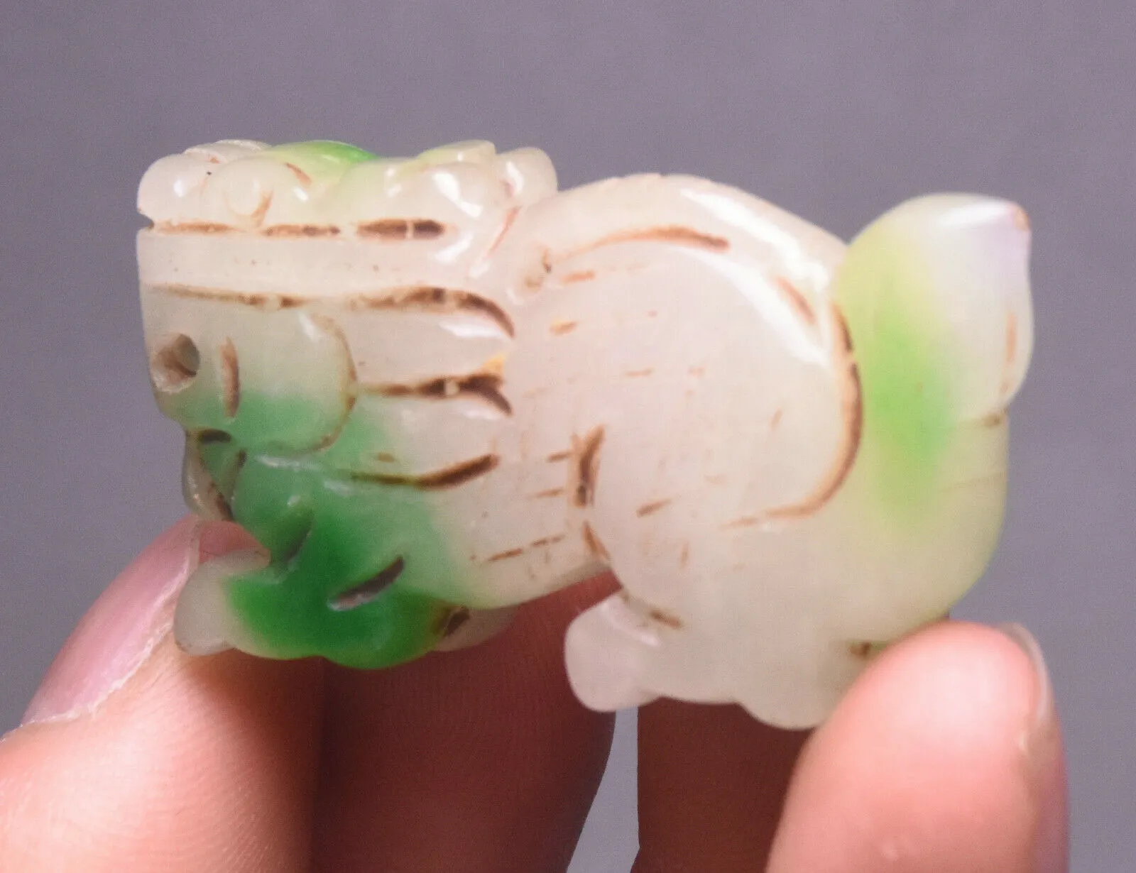10% OFF- Certified Natural Jadeite Emerald A Jade HandCarved Lucky Jade Dragon Pixiu Beast Feng Shui Pendant A89