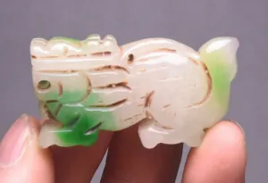 10% OFF- Certified Natural Jadeite Emerald A Jade HandCarved Lucky Jade Dragon Pixiu Beast Feng Shui Pendant A89