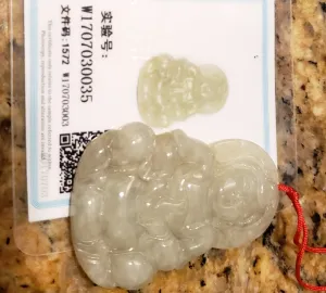 10% OFF- Certified Natural Jadeite Emerald A*Jade HandCarved Blessing Guanyin Pendant W0035