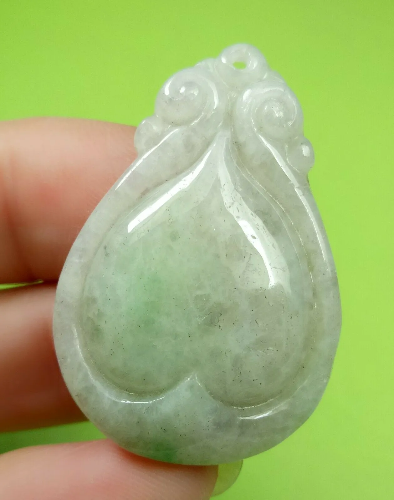 10% OFF- Certified Natural Jadeite Emerald Jade HandCarved Translucent Lucky Dragon Pendant《Grade A》A6023