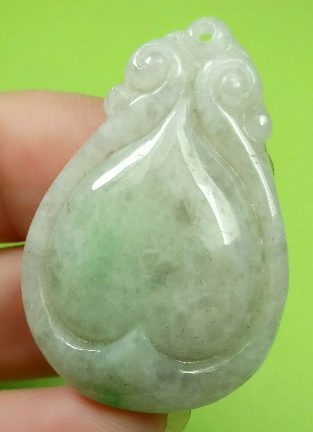 10% OFF- Certified Natural Jadeite Emerald Jade HandCarved Translucent Lucky Dragon Pendant《Grade A》A6023