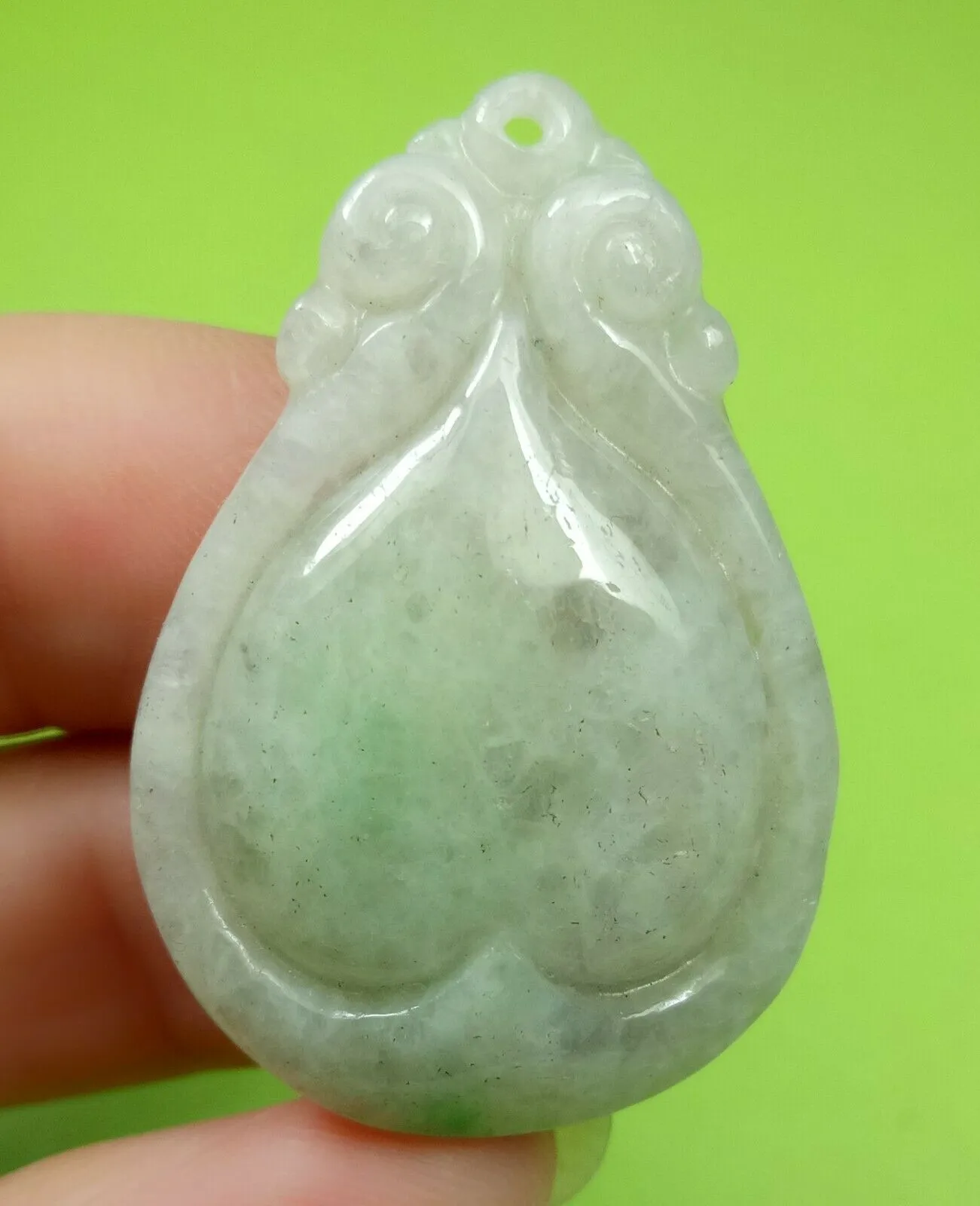 10% OFF- Certified Natural Jadeite Emerald Jade HandCarved Translucent Lucky Dragon Pendant《Grade A》A6023