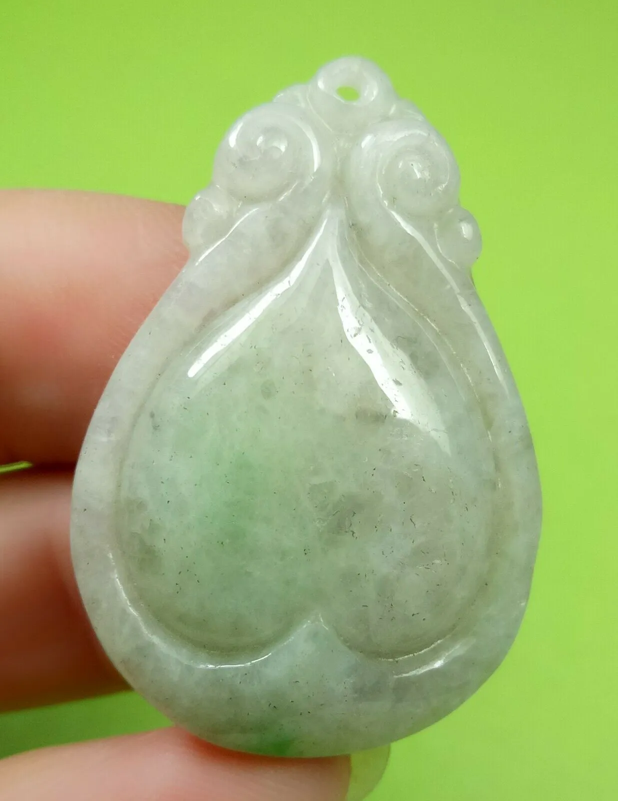 10% OFF- Certified Natural Jadeite Emerald Jade HandCarved Translucent Lucky Dragon Pendant《Grade A》A6023
