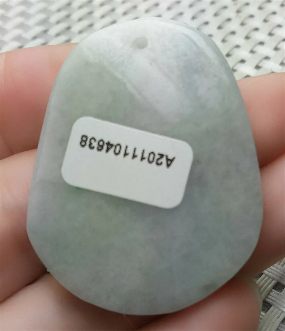 10% OFF- Certified Natural Lavender Jadeite Emerald A*Jade HandCarved Blessing Safe & Sound Jade Pendant A4638