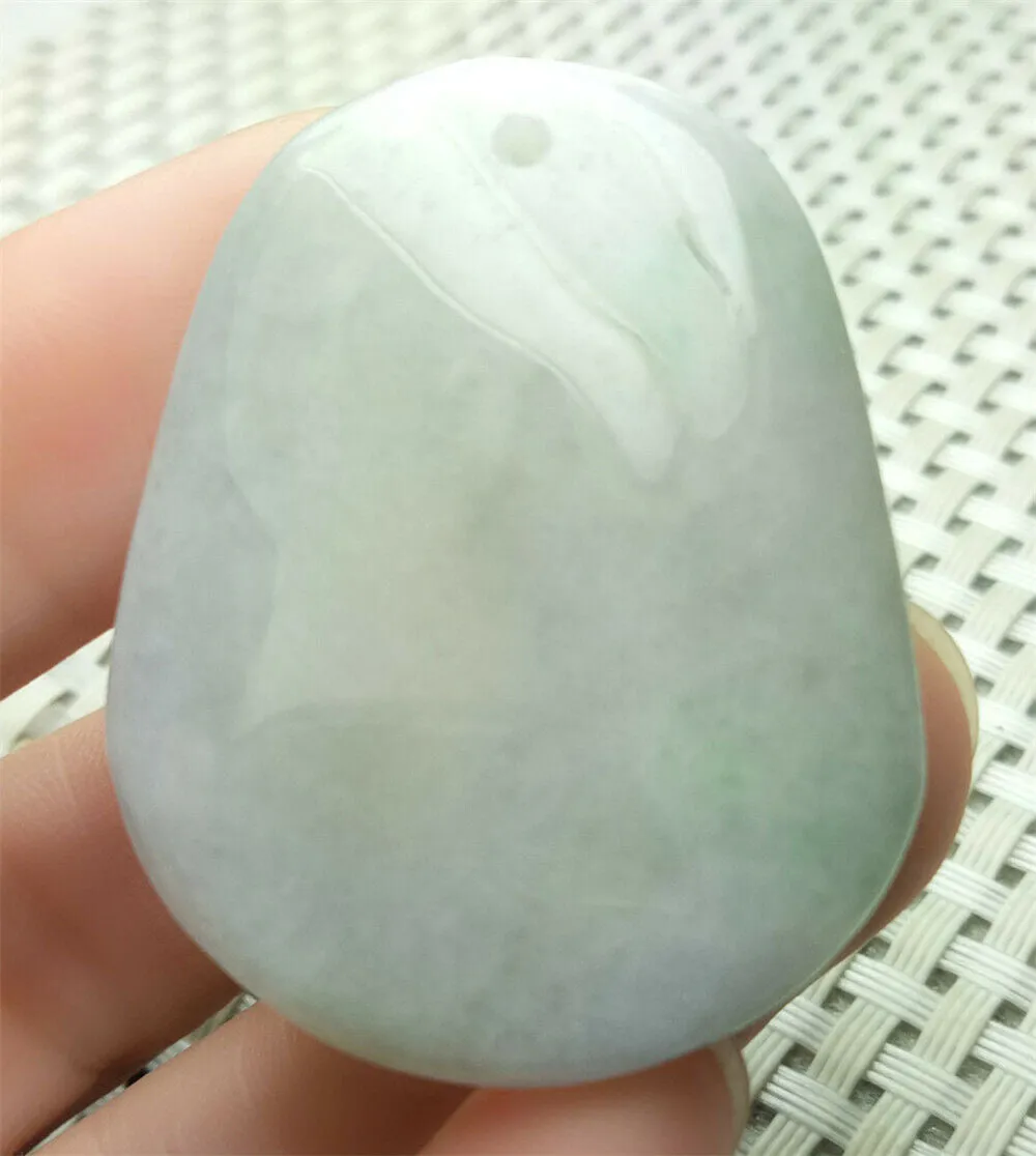 10% OFF- Certified Natural Lavender Jadeite Emerald A*Jade HandCarved Blessing Safe & Sound Jade Pendant A4638