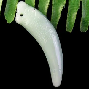 10% OFF- Certified Natural Light Green/Blue Emerald A Jade Carved Lucky Tiger Feng Shui Pendant