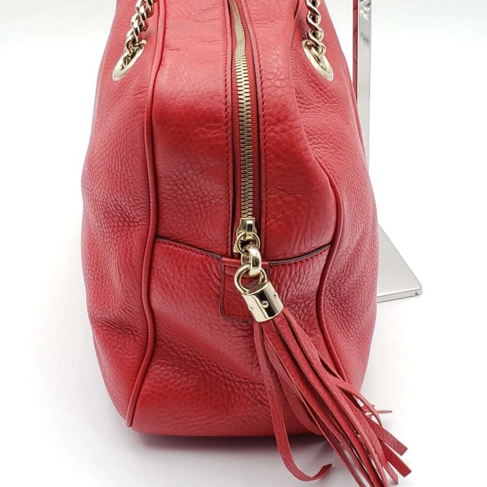 100% Authentic GUCCI Soho Red Leather Shoulder Bag