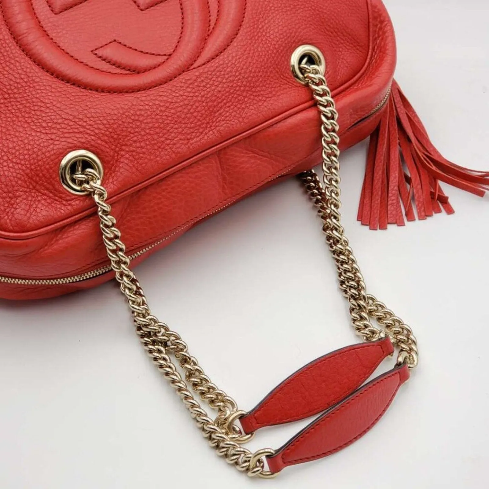 100% Authentic GUCCI Soho Red Leather Shoulder Bag