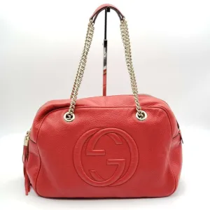 100% Authentic GUCCI Soho Red Leather Shoulder Bag