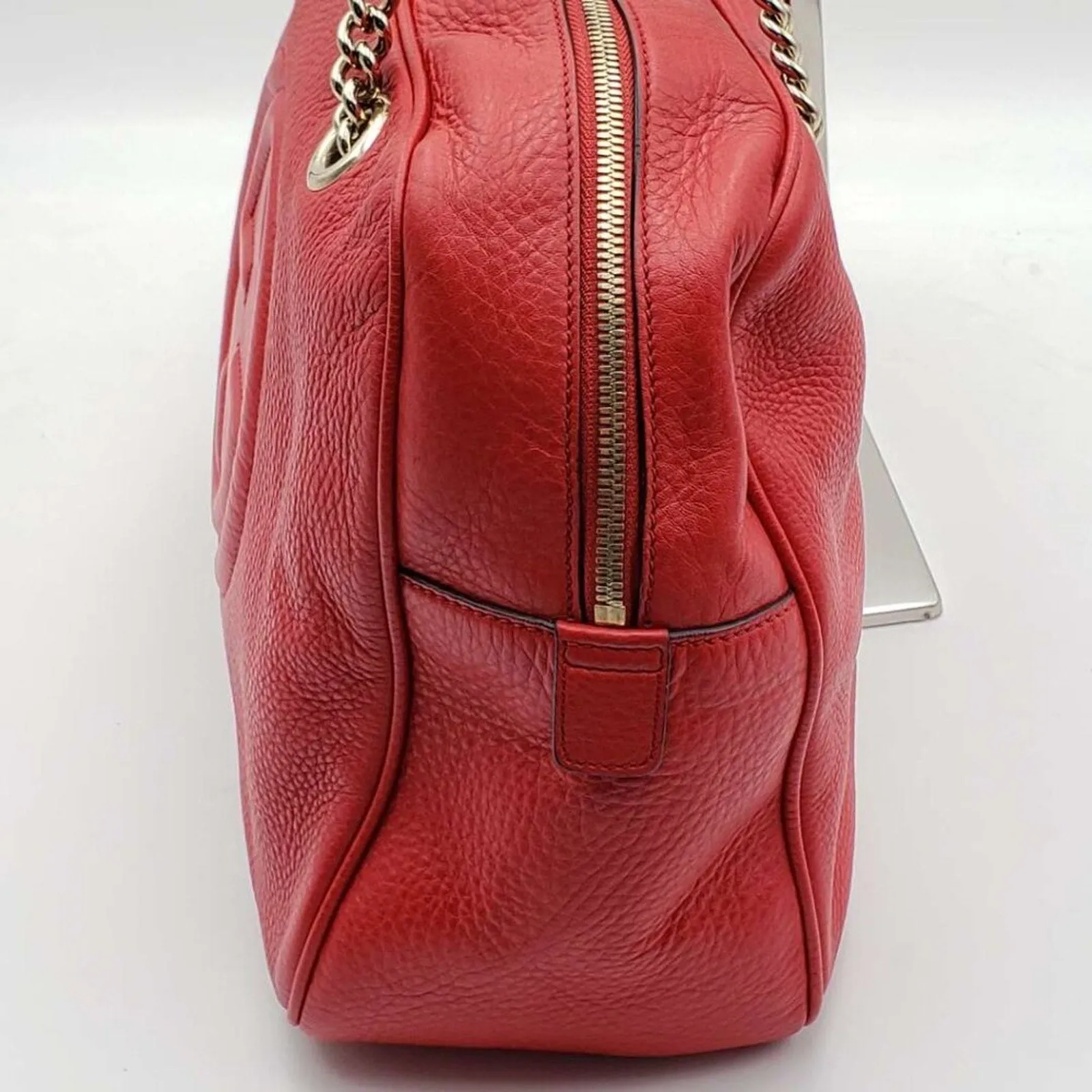 100% Authentic GUCCI Soho Red Leather Shoulder Bag