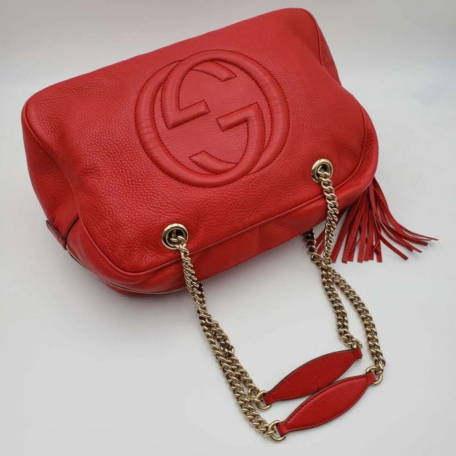 100% Authentic GUCCI Soho Red Leather Shoulder Bag