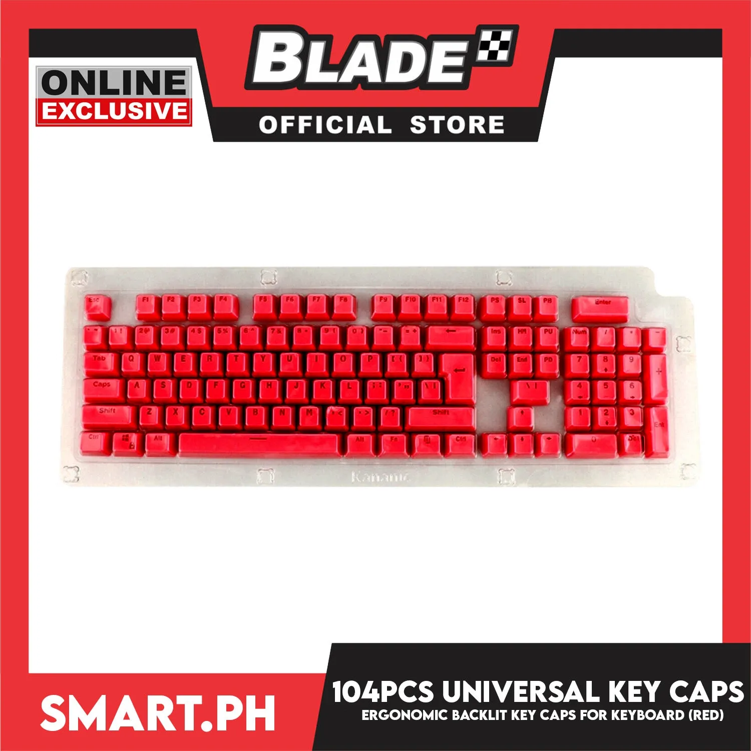 104 Key Caps Universal Ergonomic Backlit Key (Red) for Mechanical Keyboard