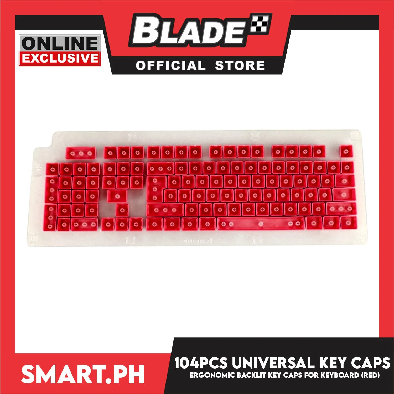 104 Key Caps Universal Ergonomic Backlit Key (Red) for Mechanical Keyboard