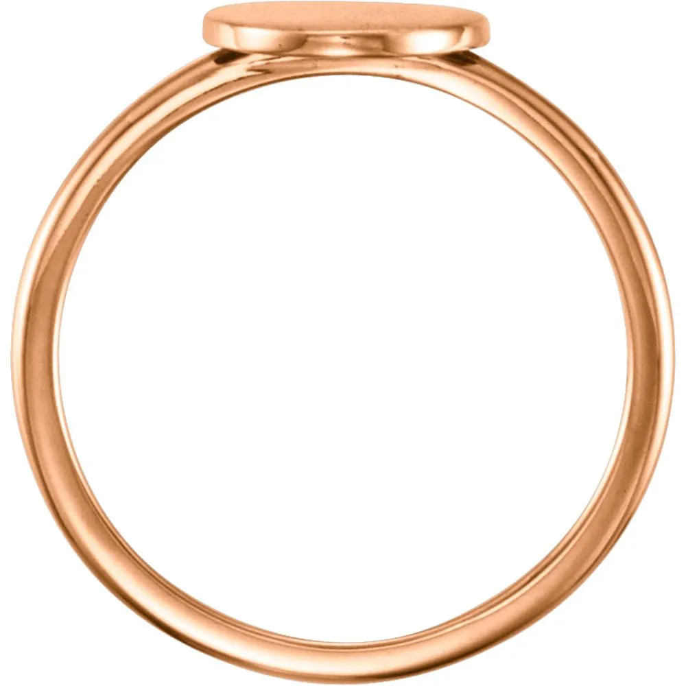 14k Rose Gold Round Engravable Ring , Size 7