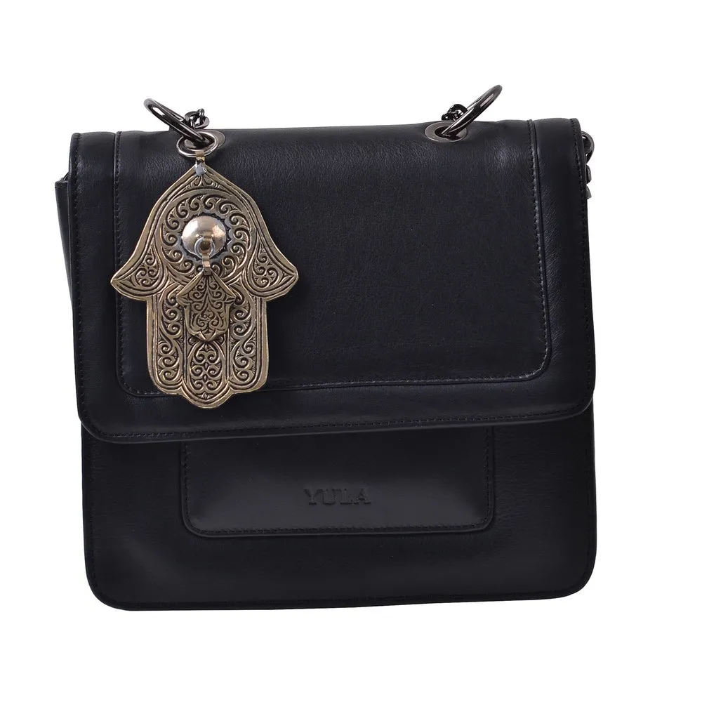 1916 Nelia Medium Shoulder Bag - Black-Medium Khamsa