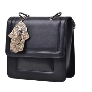 1916 Nelia Medium Shoulder Bag - Black-Medium Khamsa