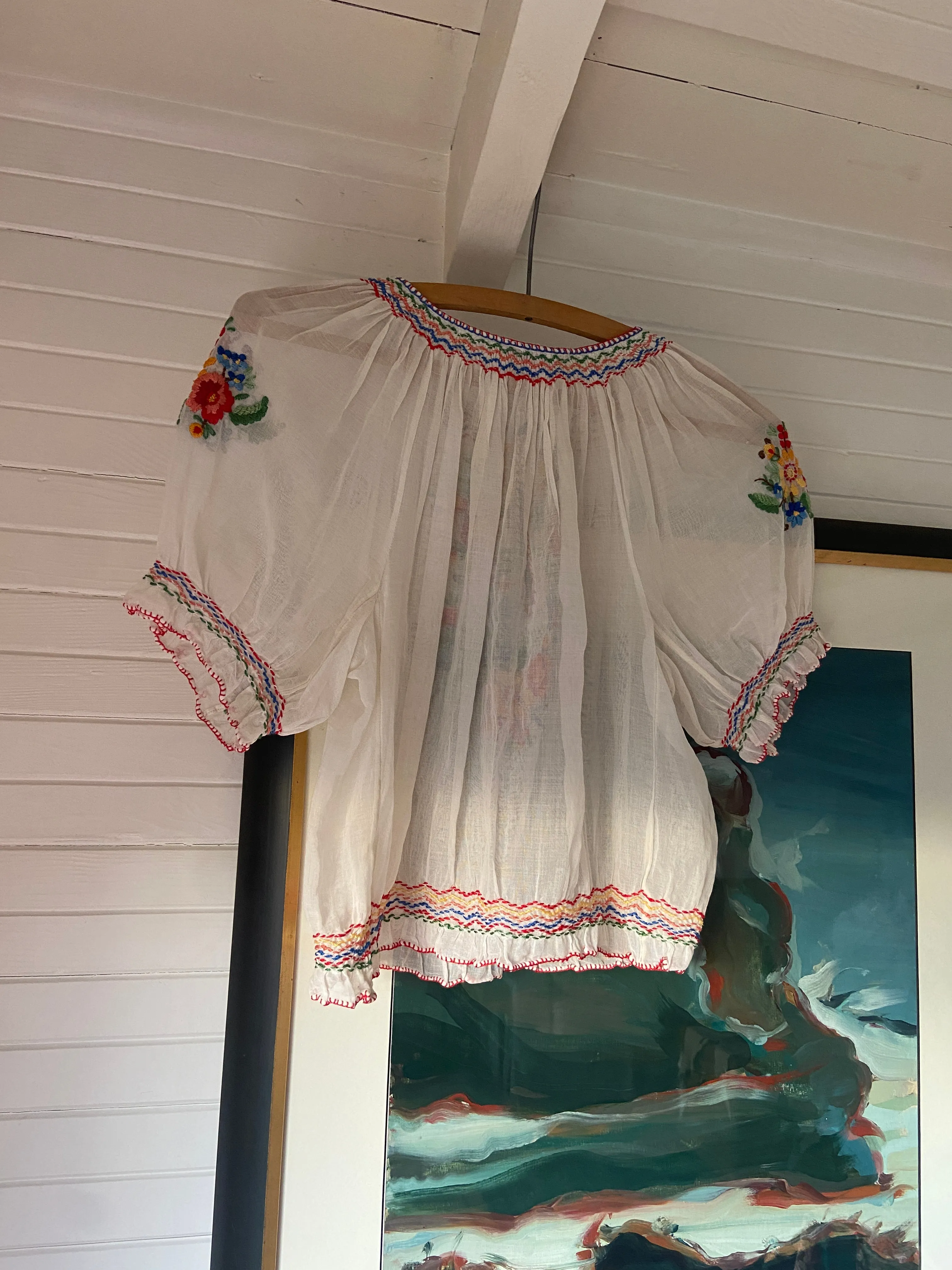 1930s Hungarian Hand Embroidered Peasant Blouse