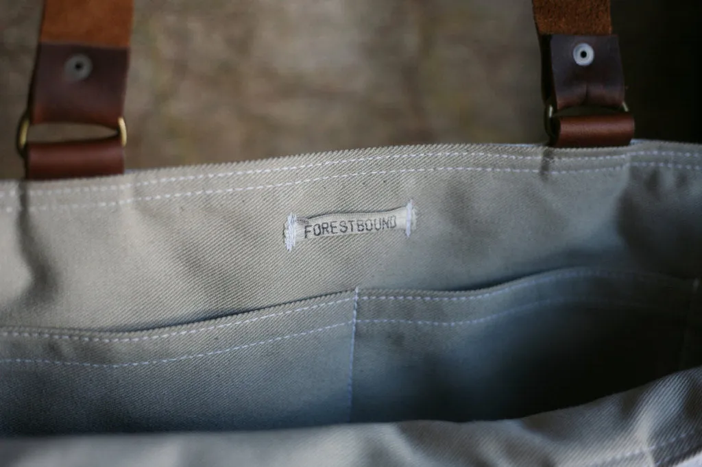 1940's Era Cotton & Canvas Leather Bottomed Carryall - SOLD