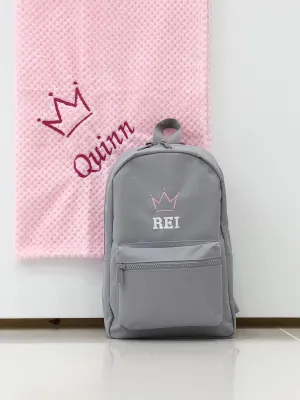 2-ITEMS Personalised Mini Backpack Bag & Blanket Bundle Gift Set