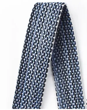 20mm Jacquard Polyester/Cotton Webbing in Blue
