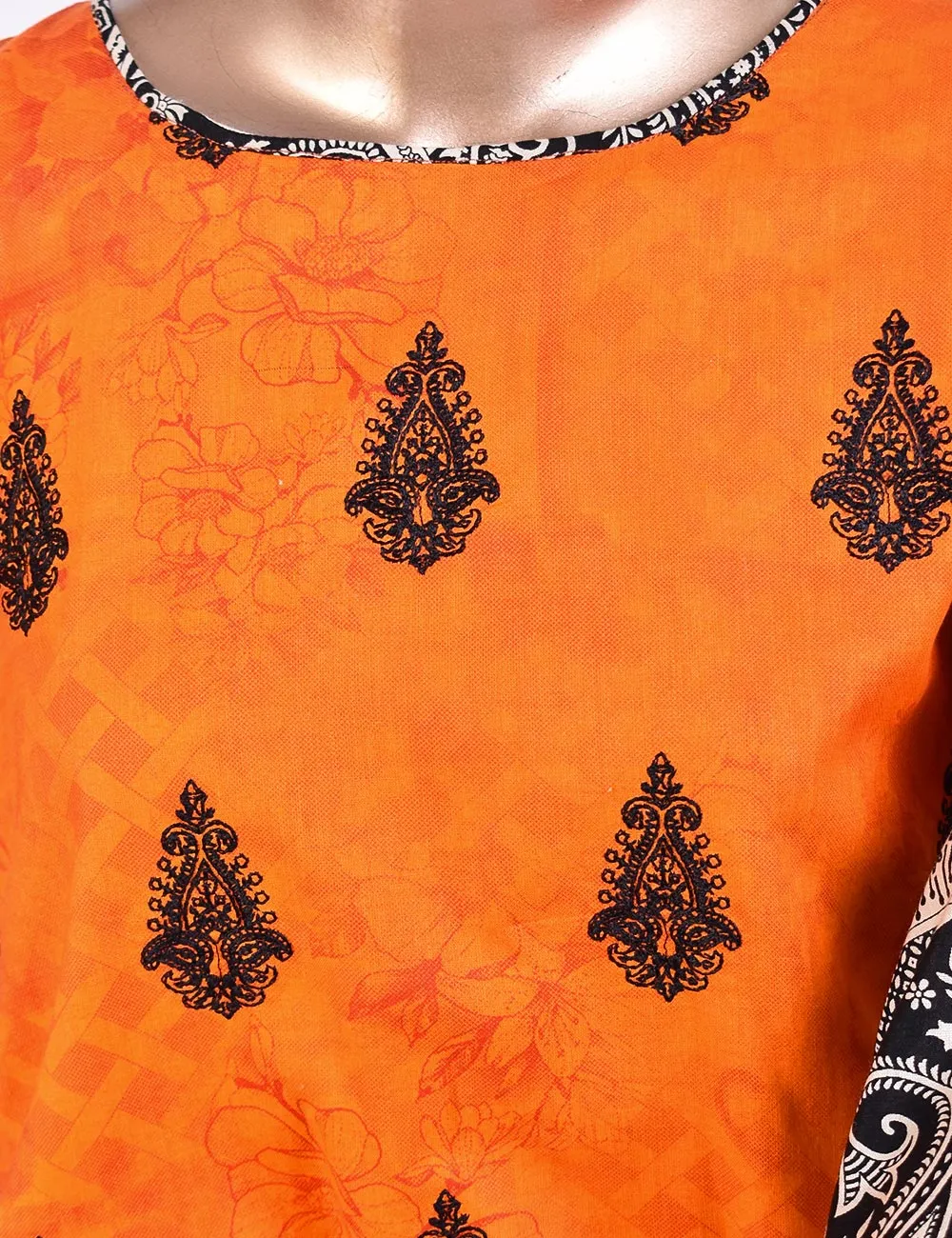 3 Pc Un-stitched Embroidered Lawn - Chaotic Depth (ATL-5B-Orange)